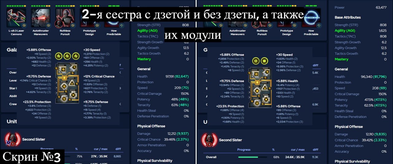 Рост характеристик корабля от реликвий пилота